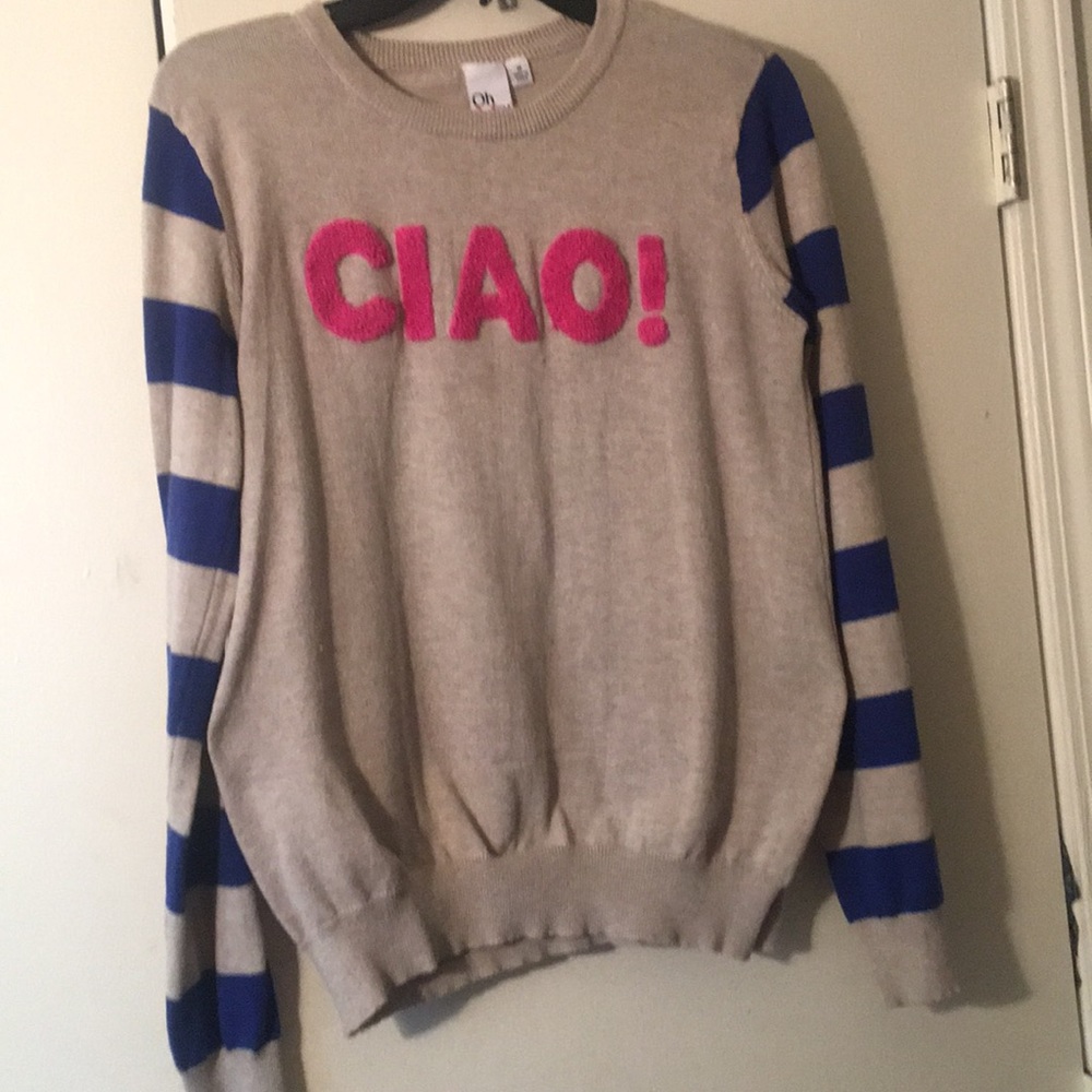 Blue and gray striped Ciao Sweater